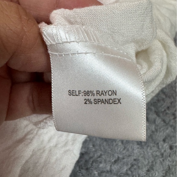 Jane + Delancey Women’s Top Blouse Button Down Short Sleeves Semi Sheer White M - Picture 5 of 8